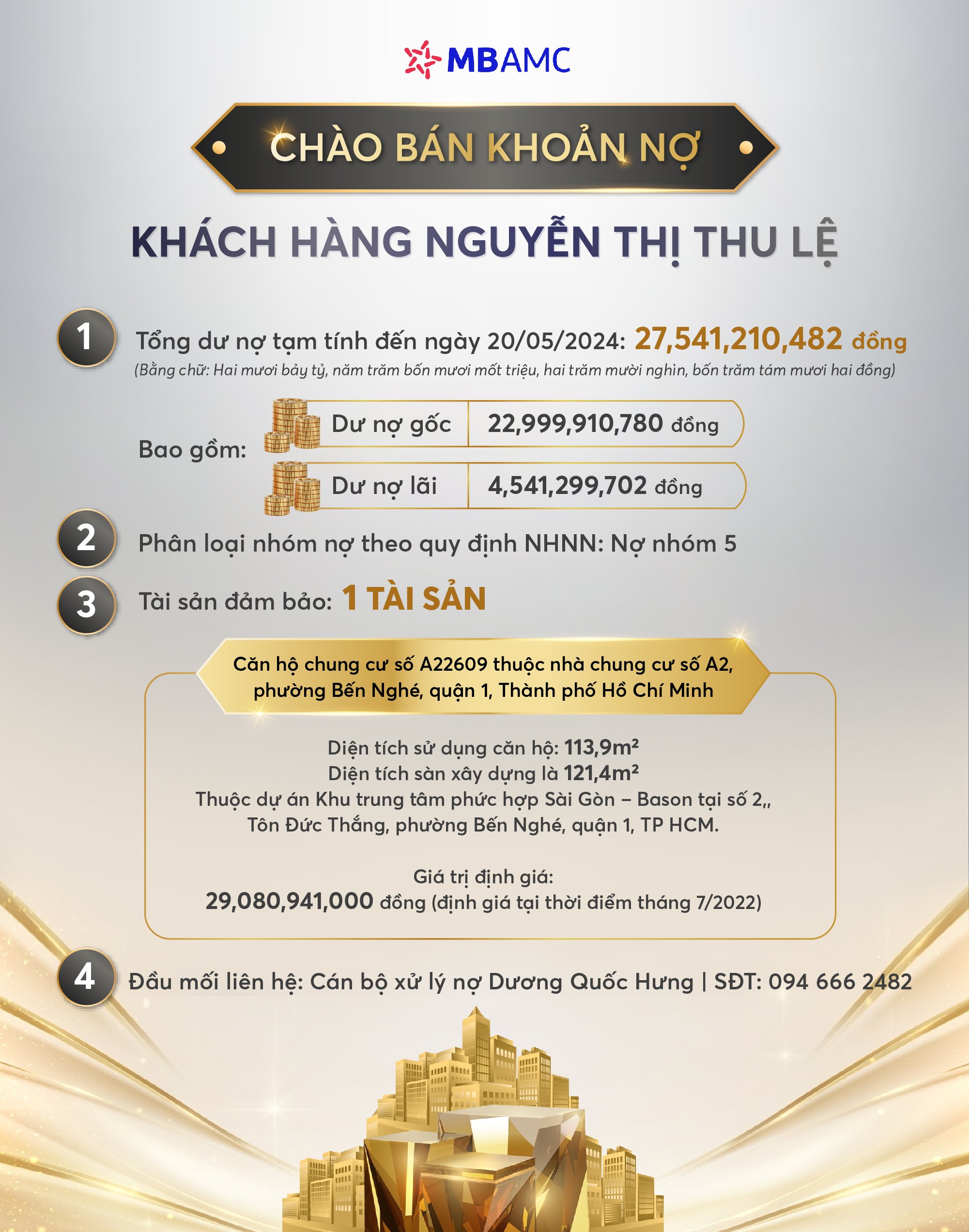 Thông báo chào bán tài sản Nguyễn Thị Thu Lệ