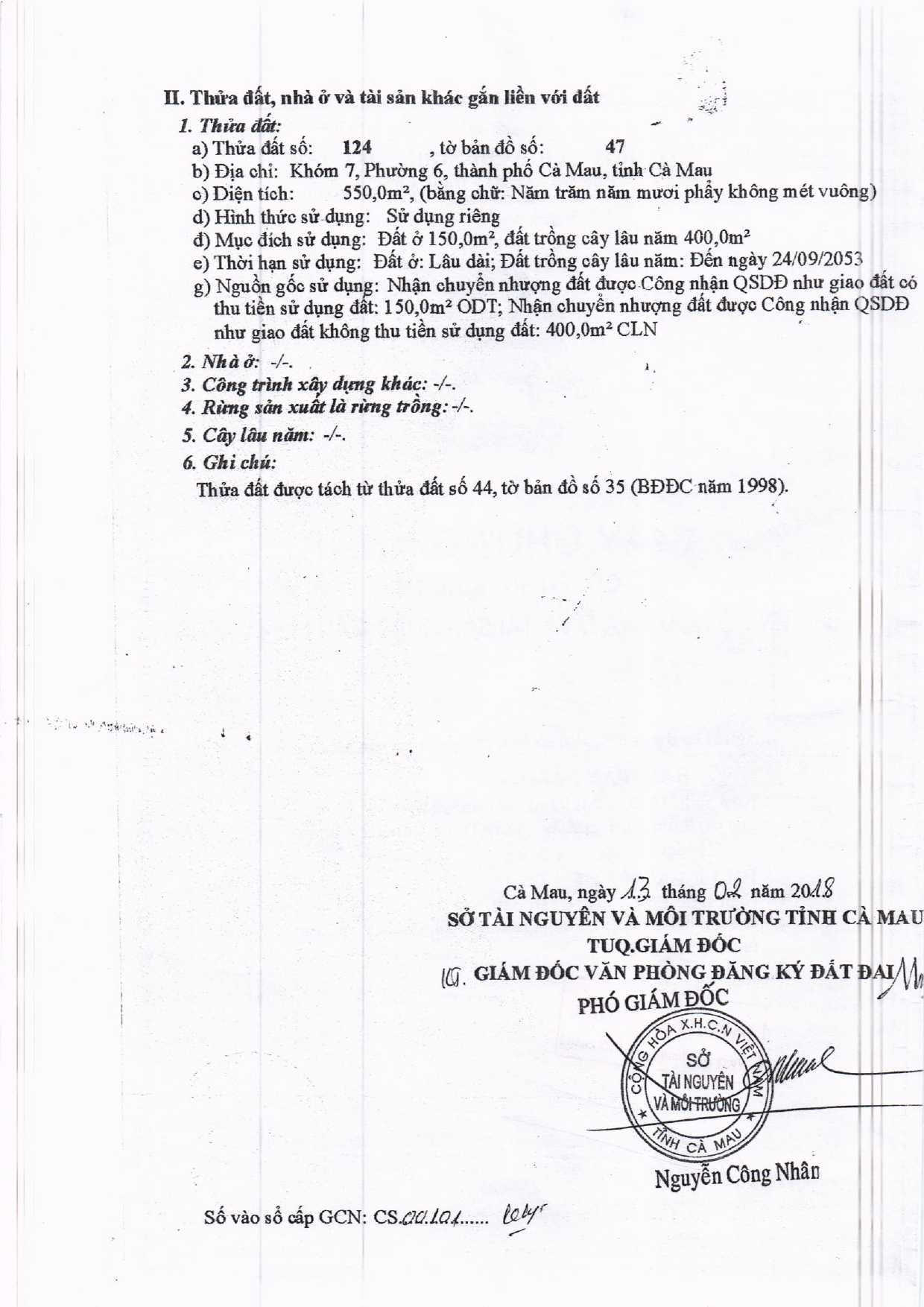 Bán tài sản tại Khóm 7, phường 6, thành phố Cà Mau, tỉnh cà Mau