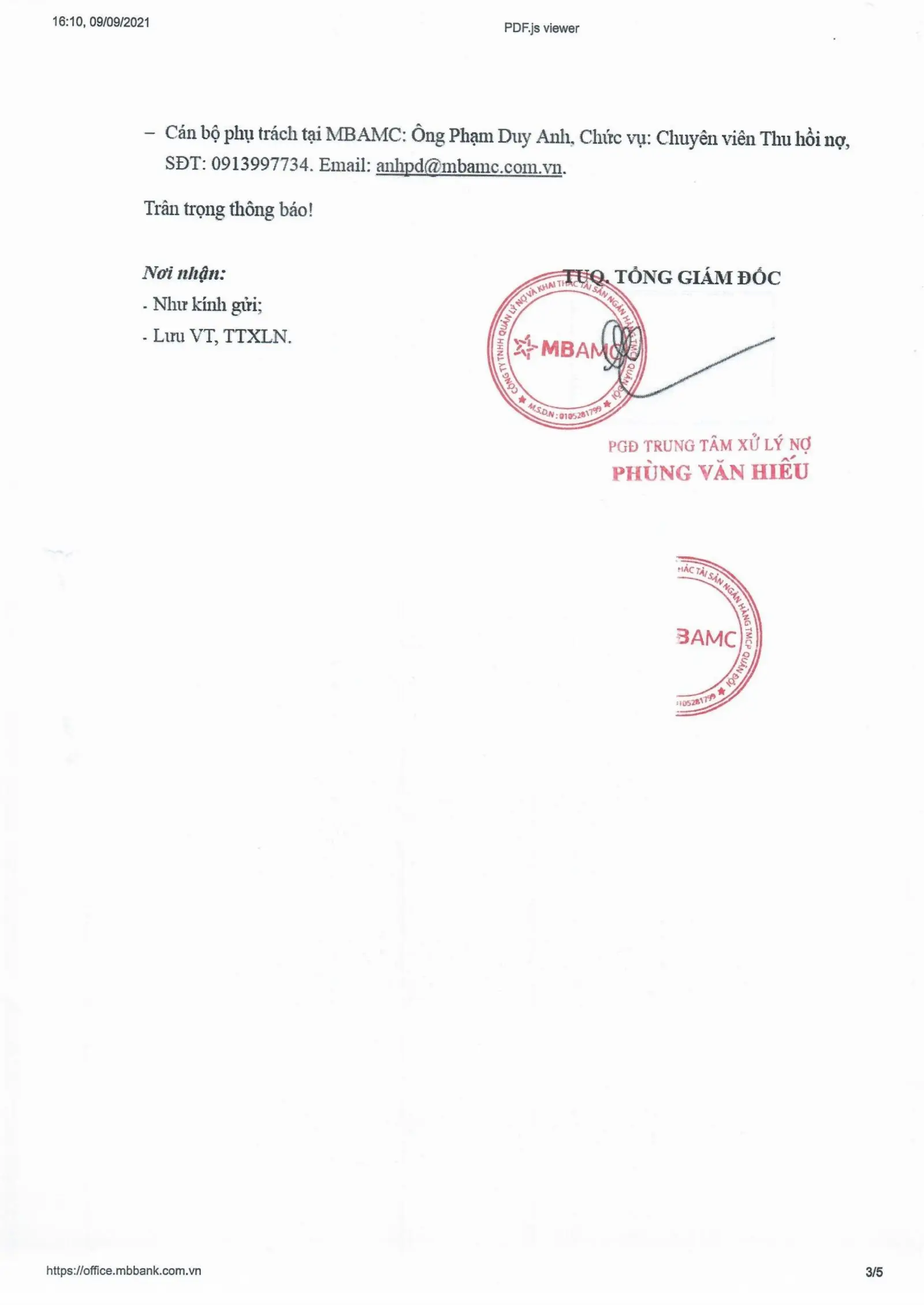 Ảnh chụp văn bản thông báo, trang 3