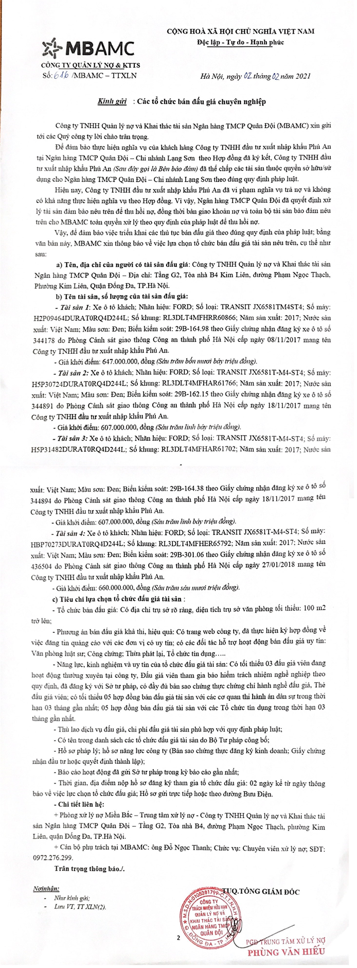 Ảnh chụp văn bản thông báo, trang 1