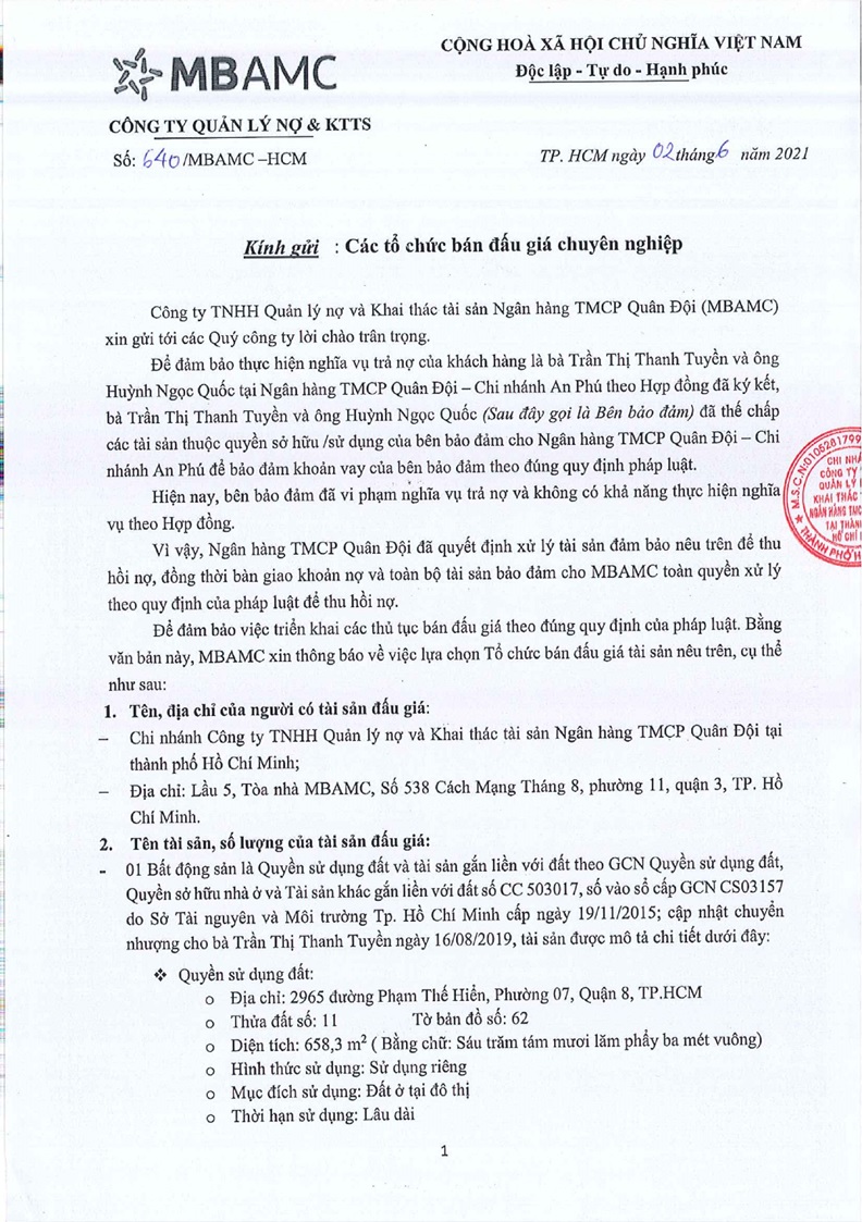 Ảnh chụp văn bản thông báo, trang 1