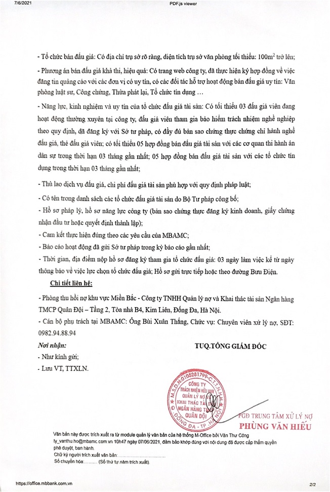 Ảnh chụp văn bản thông báo, trang 2