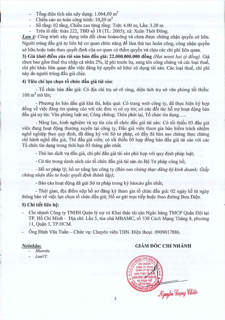 Ảnh chụp văn bản thông báo, trang 2