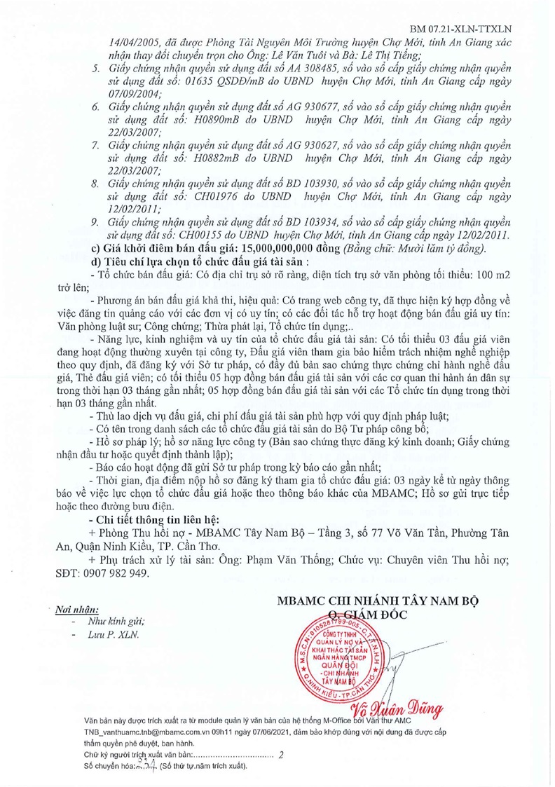 Ảnh chụp văn bản thông báo, trang 2