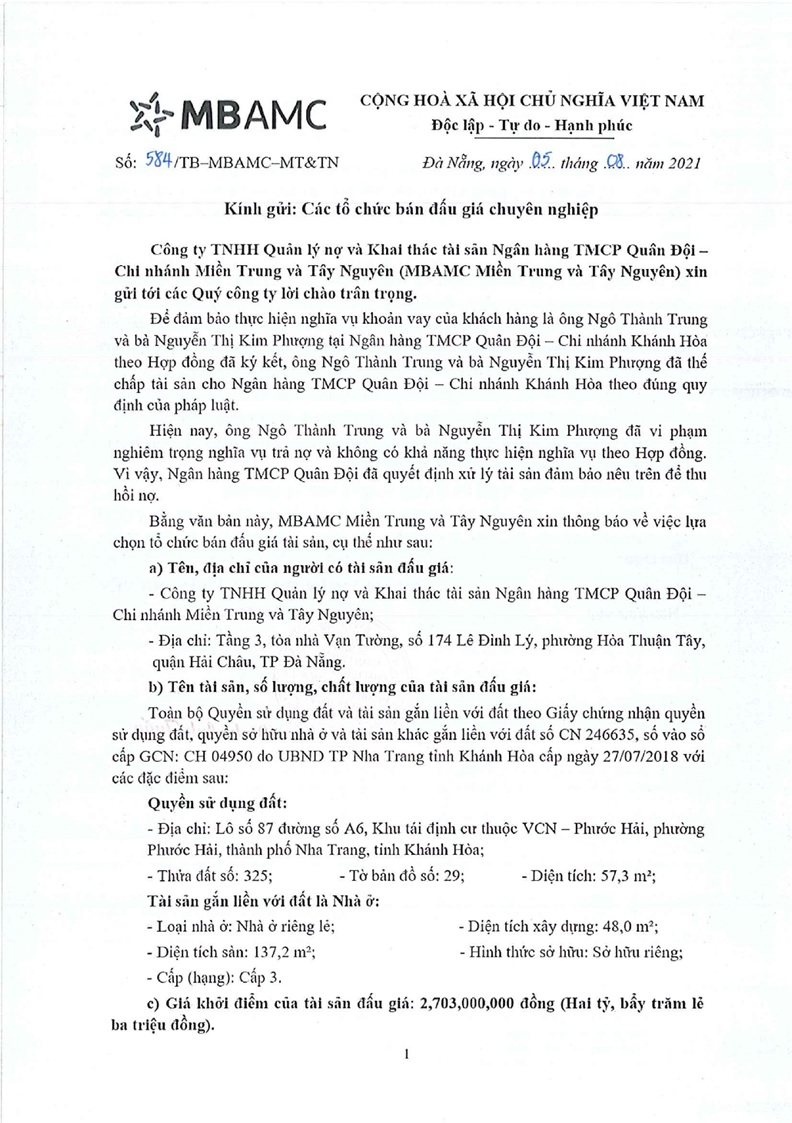 Ảnh chụp văn bản thông báo, trang 1