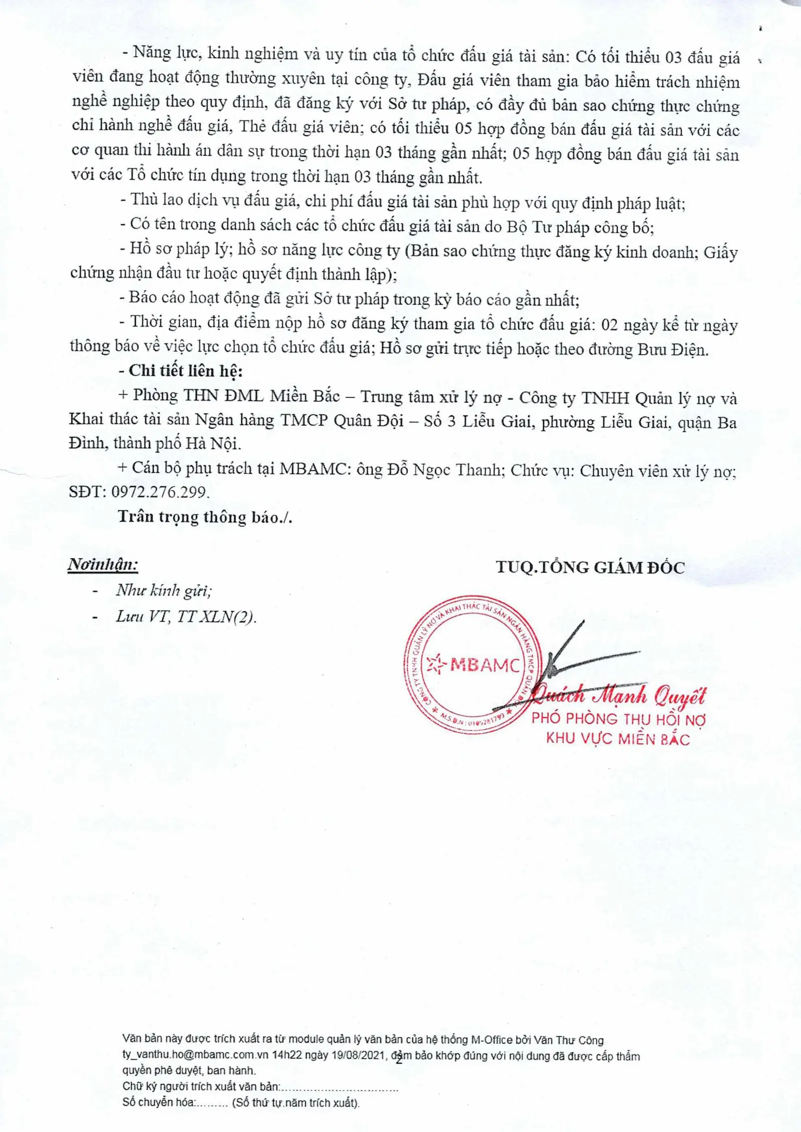 Ảnh chụp văn bản thông báo, trang 2