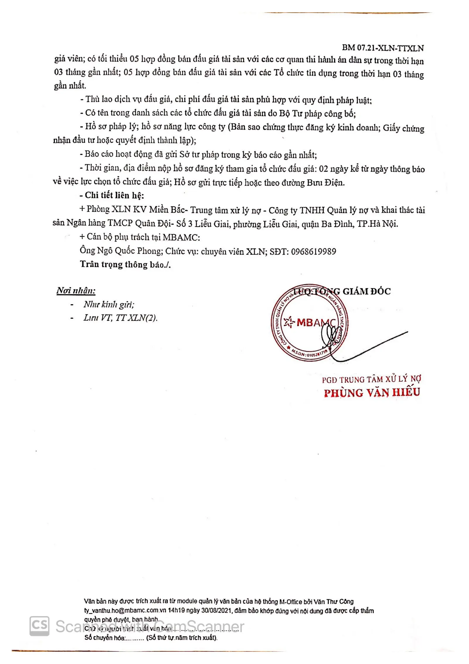 Ảnh chụp văn bản thông báo, trang 2