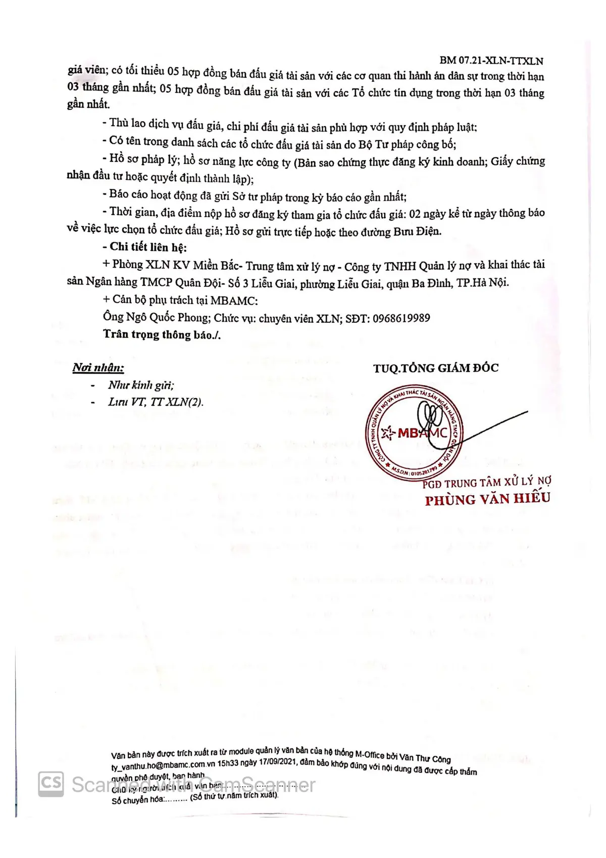 Ảnh chụp văn bản thông báo, trang 2