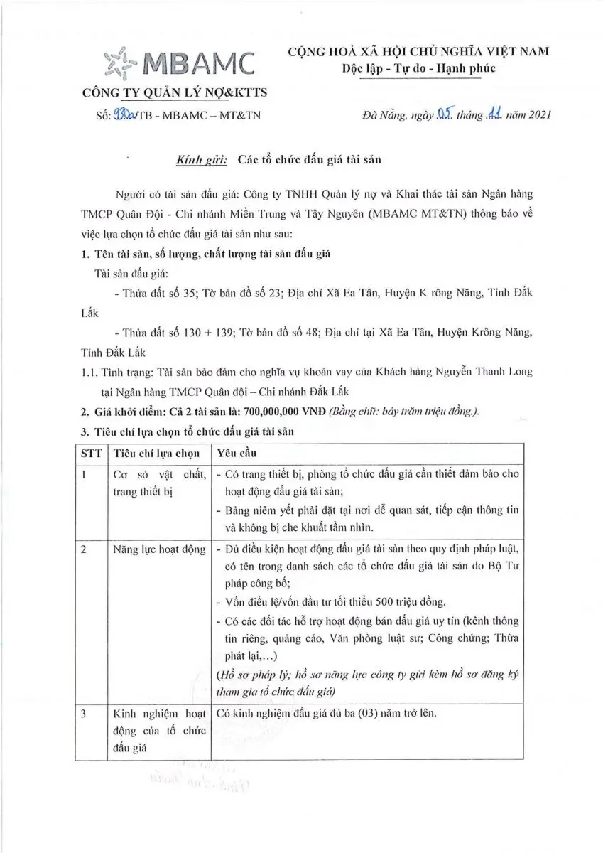 Ảnh chụp văn bản thông báo, trang 1