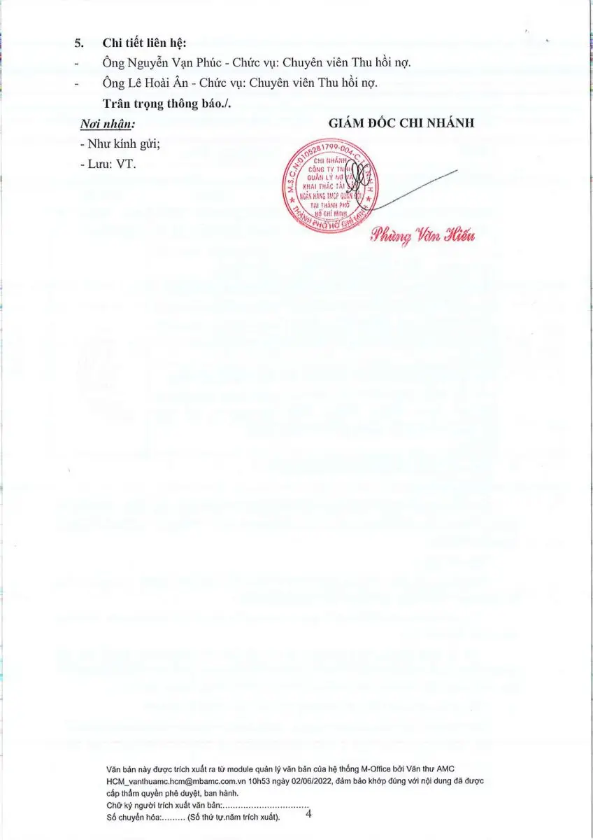 Ảnh chụp văn bản thông báo, trang 4