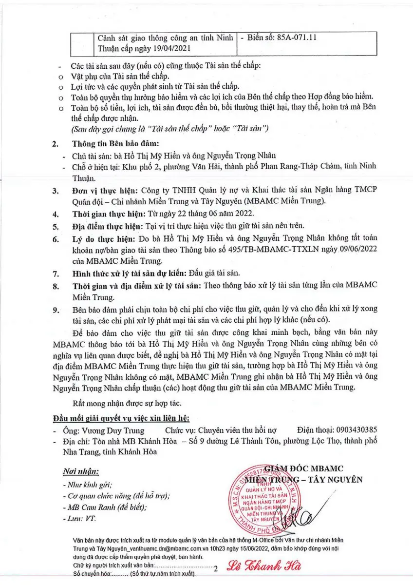 Ảnh chụp văn bản thông báo, trang 2