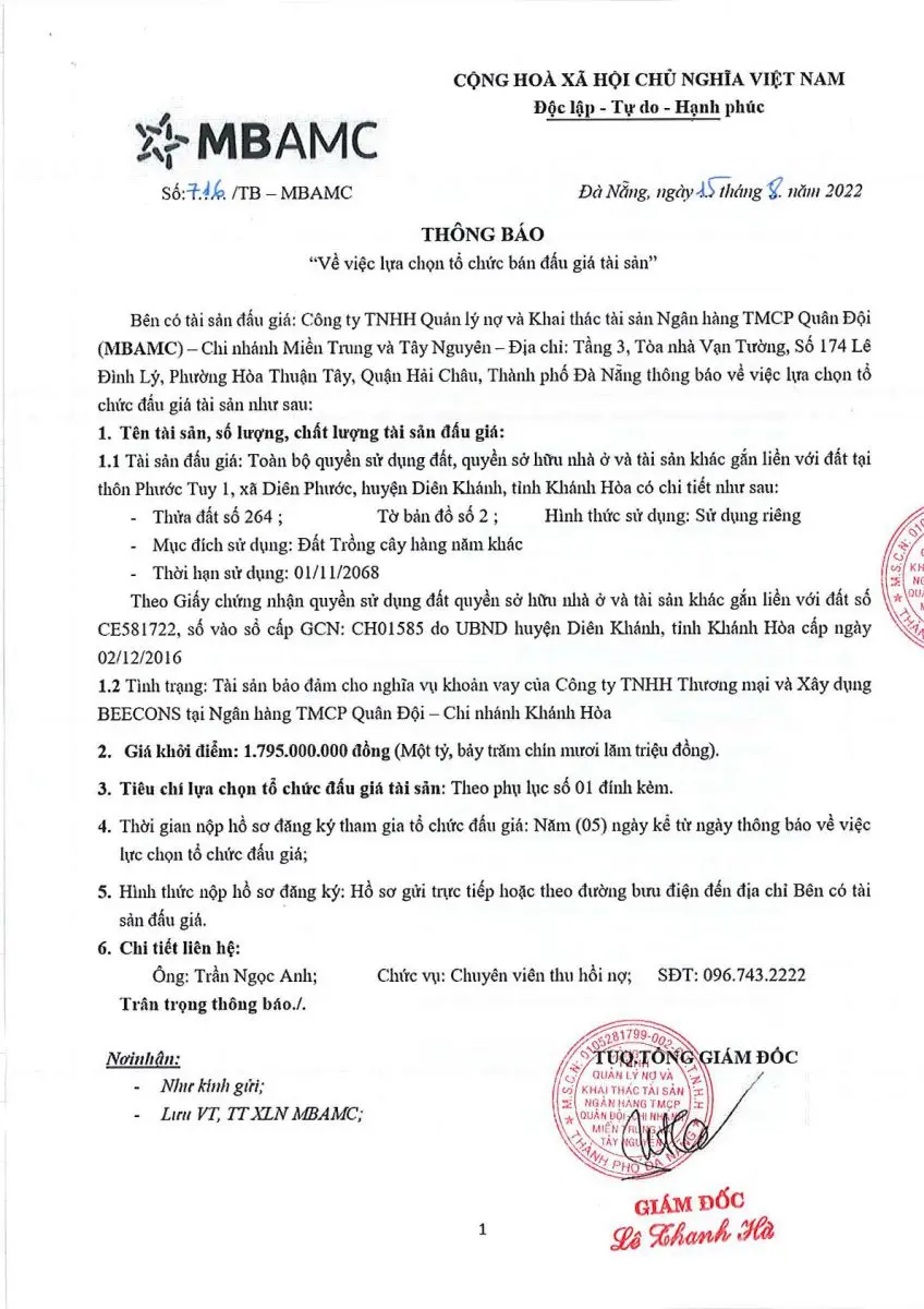 Ảnh chụp văn bản thông báo, trang 1