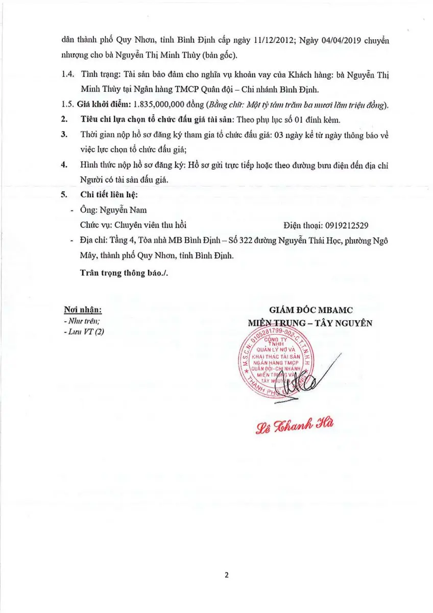 Ảnh chụp văn bản thông báo, trang 2