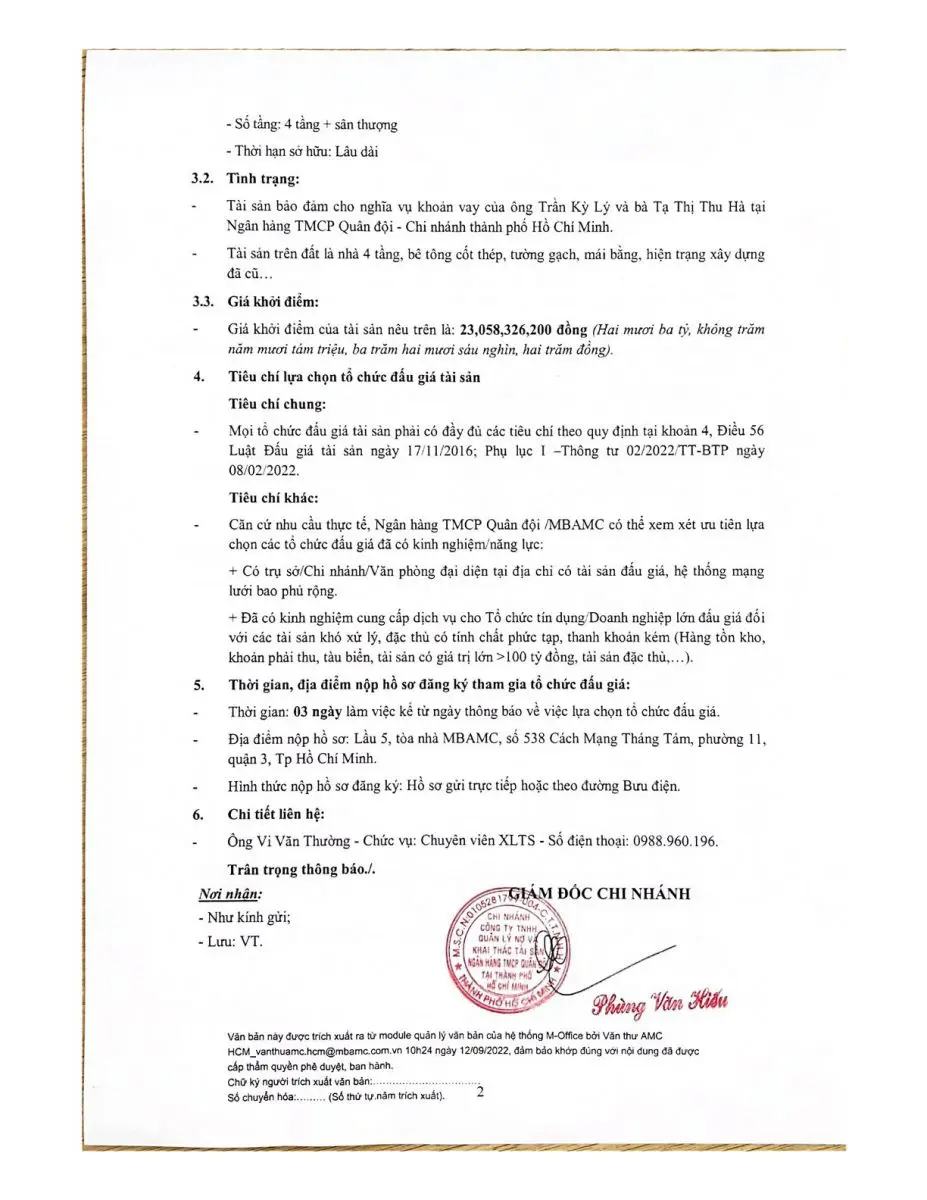 Ảnh chụp văn bản thông báo, trang 2