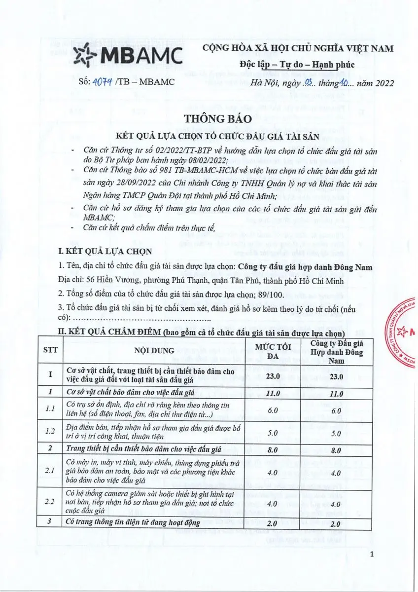 Ảnh chụp văn bản thông báo, trang 1