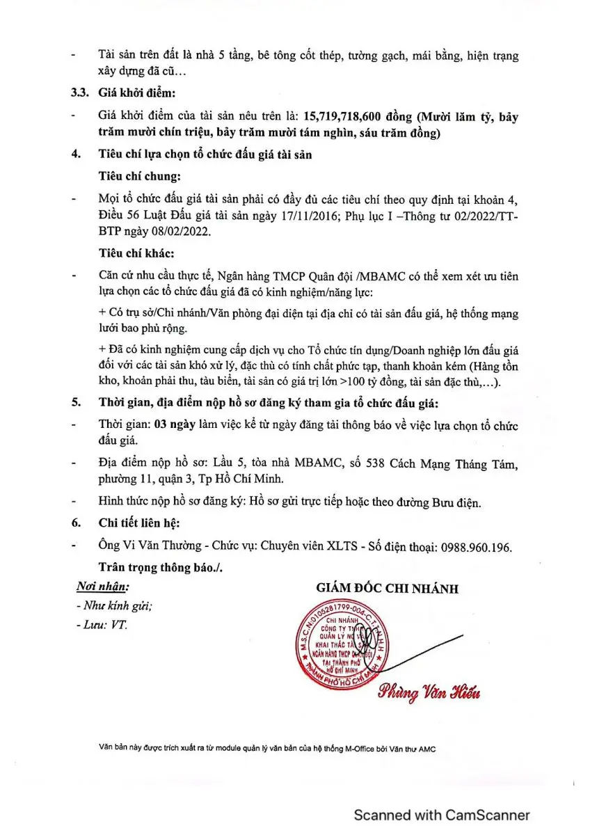 Ảnh chụp văn bản thông báo, trang 2