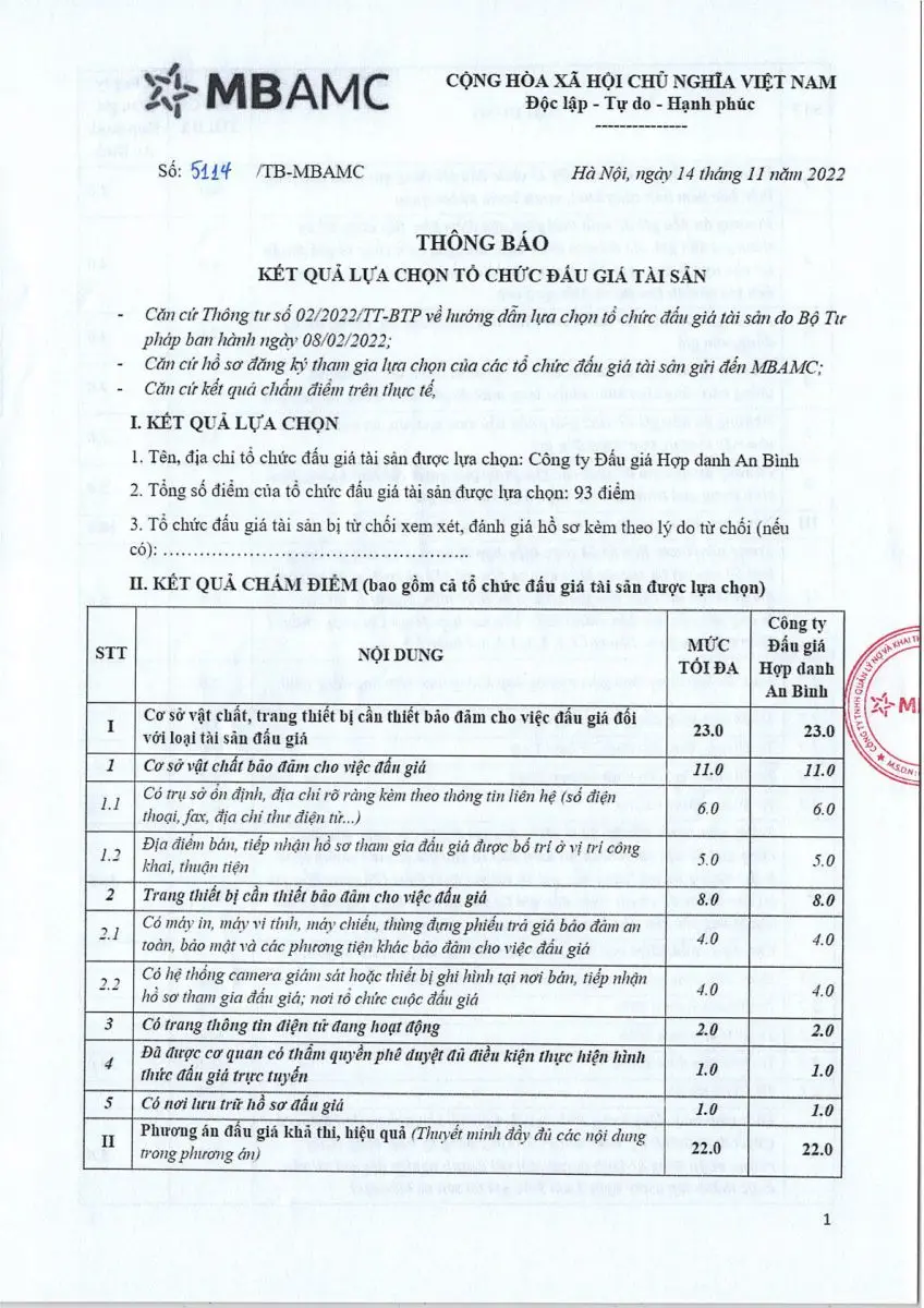 Ảnh chụp văn bản thông báo, trang 1