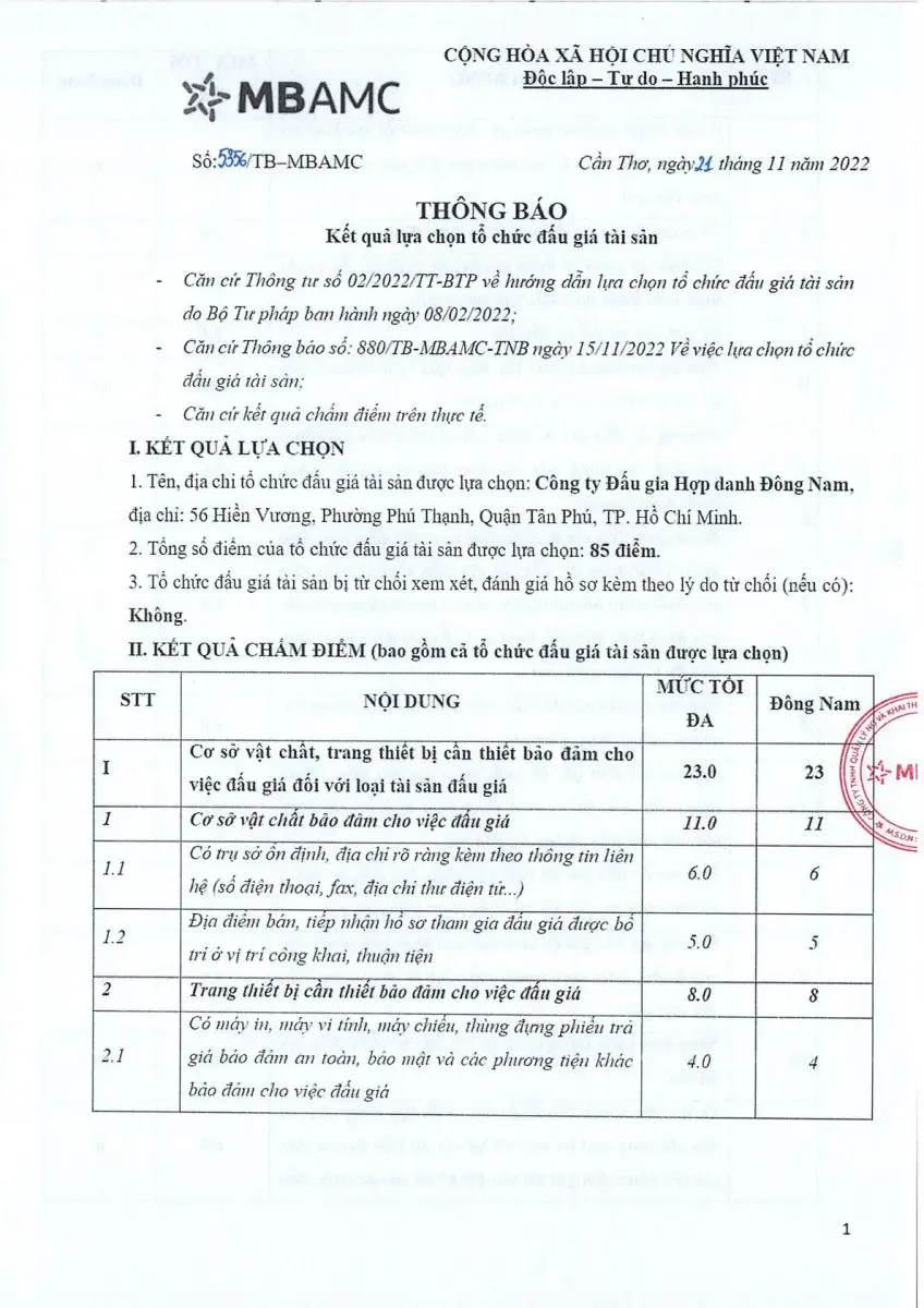Ảnh chụp văn bản thông báo, trang 1