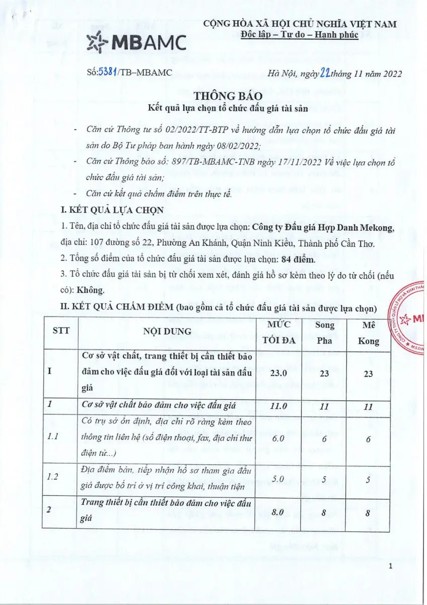 Ảnh chụp văn bản thông báo, trang 1