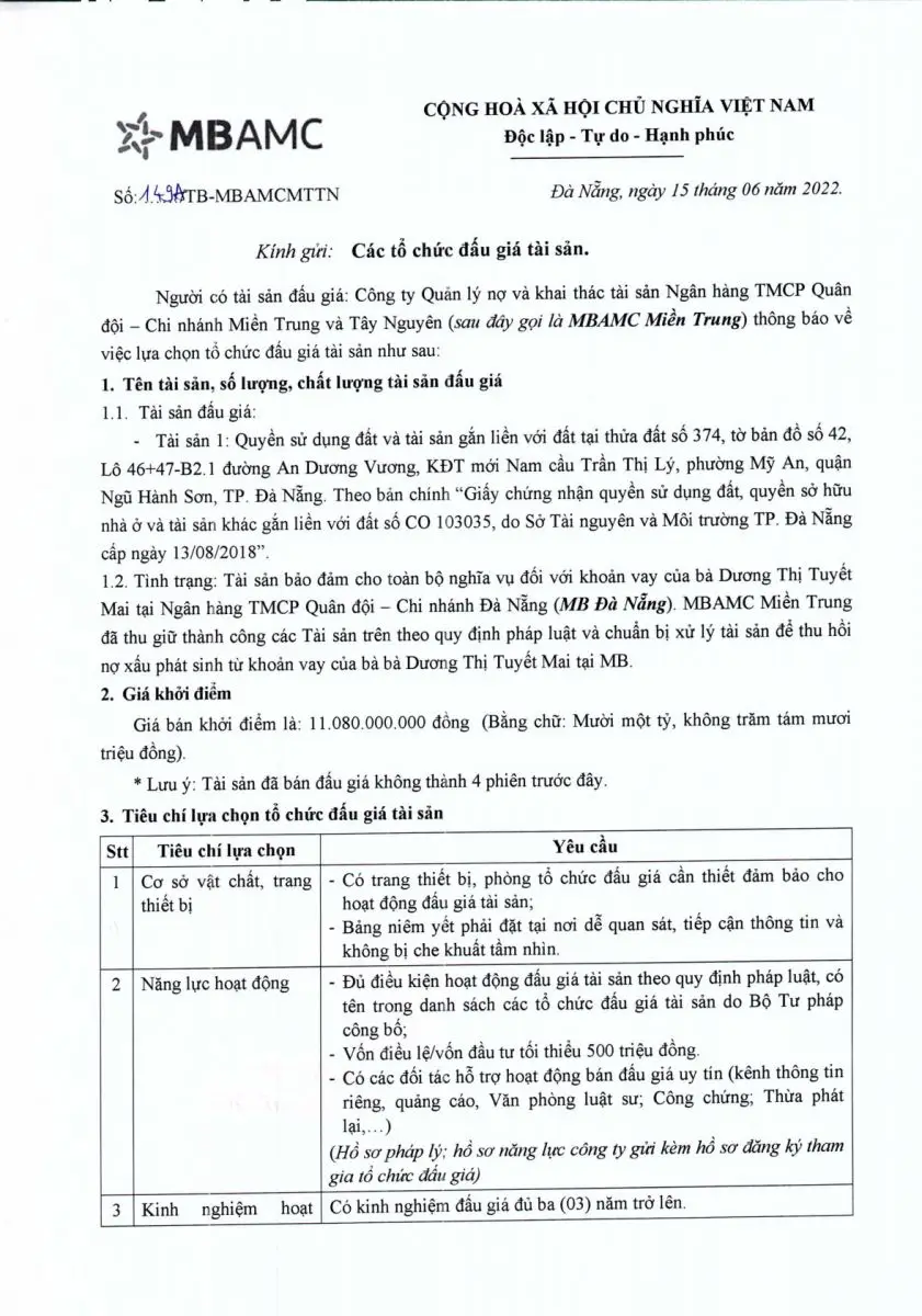 Ảnh chụp văn bản thông báo, trang 1