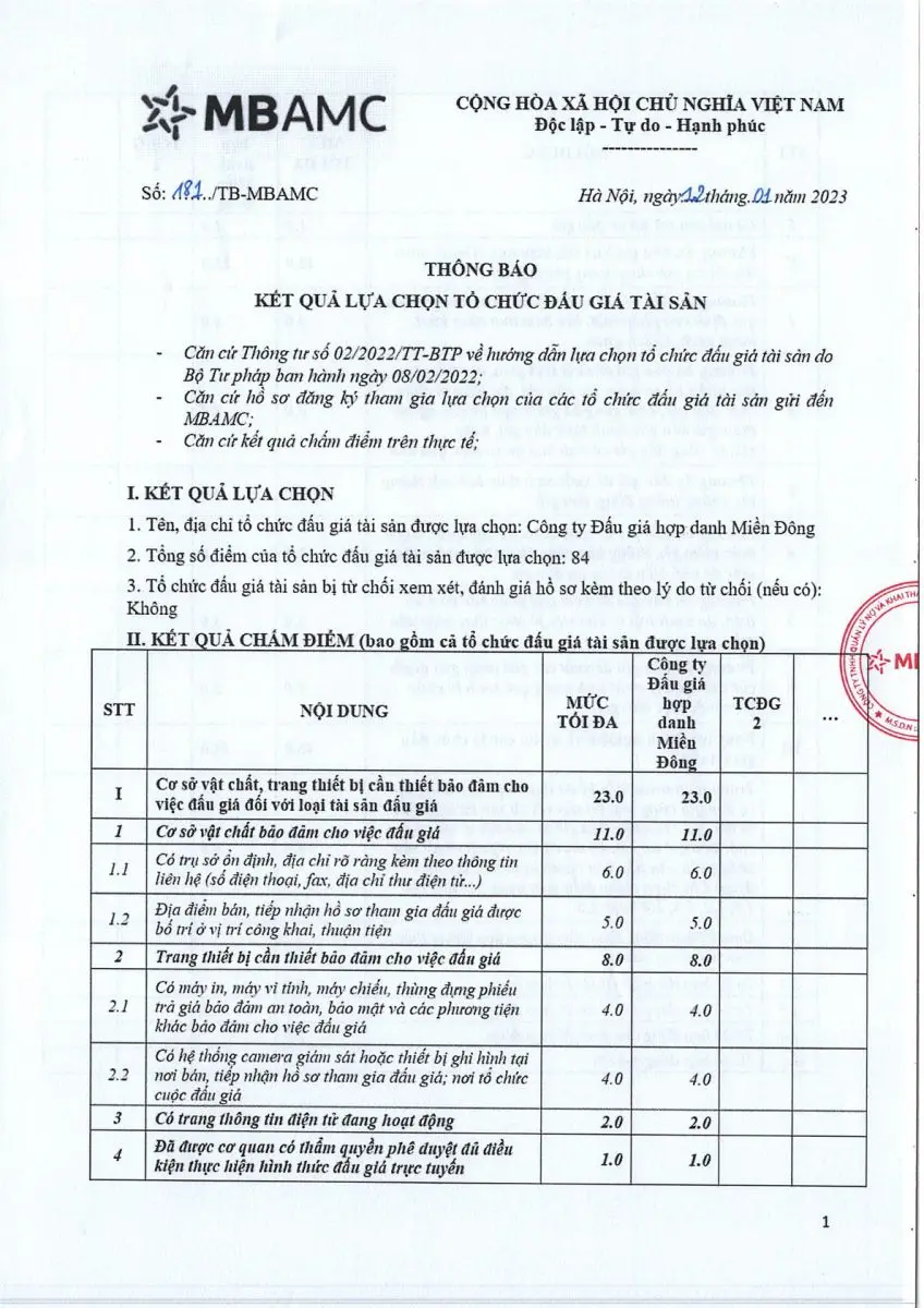 Ảnh chụp văn bản thông báo, trang 1