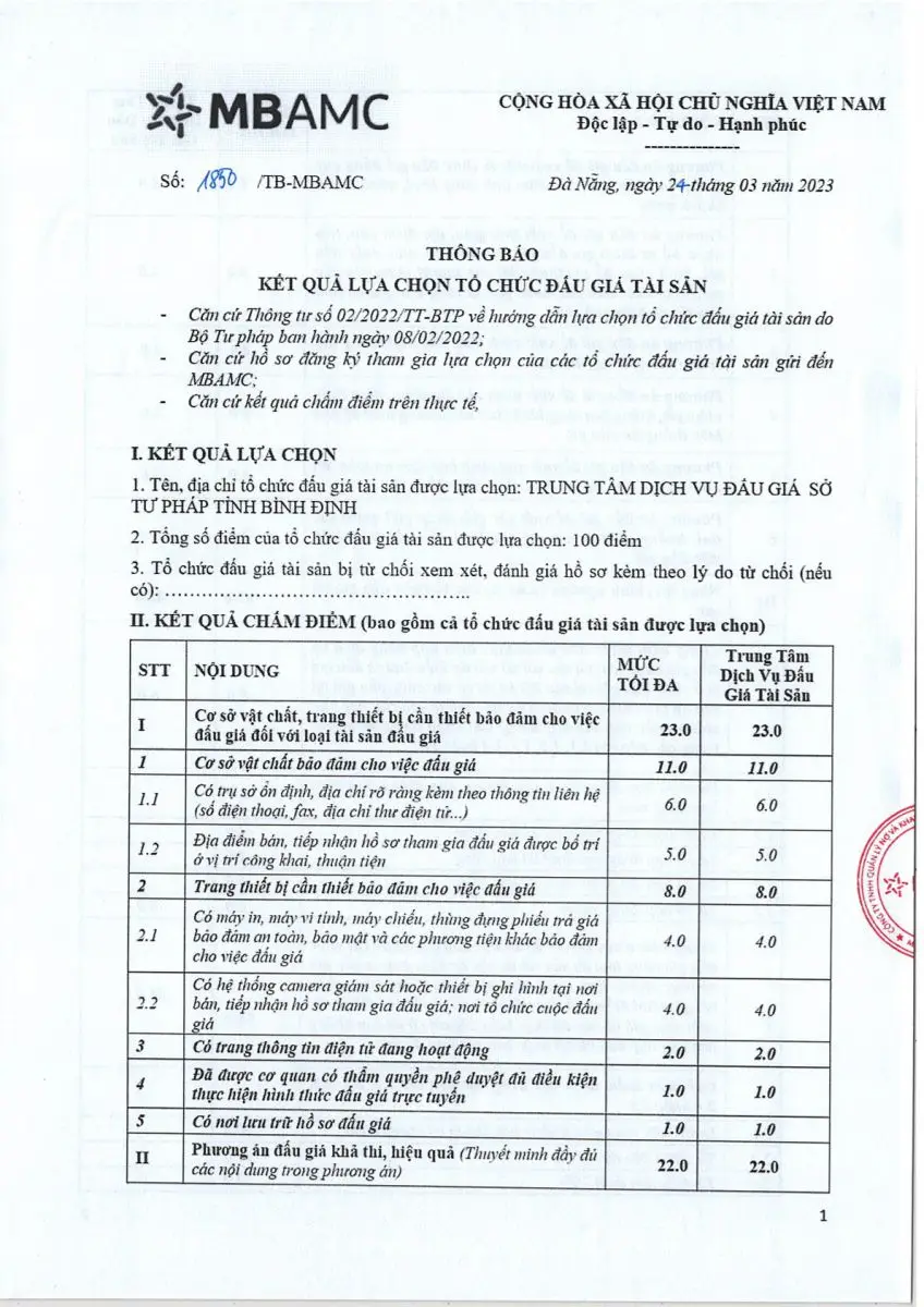 Ảnh chụp văn bản thông báo, trang 1