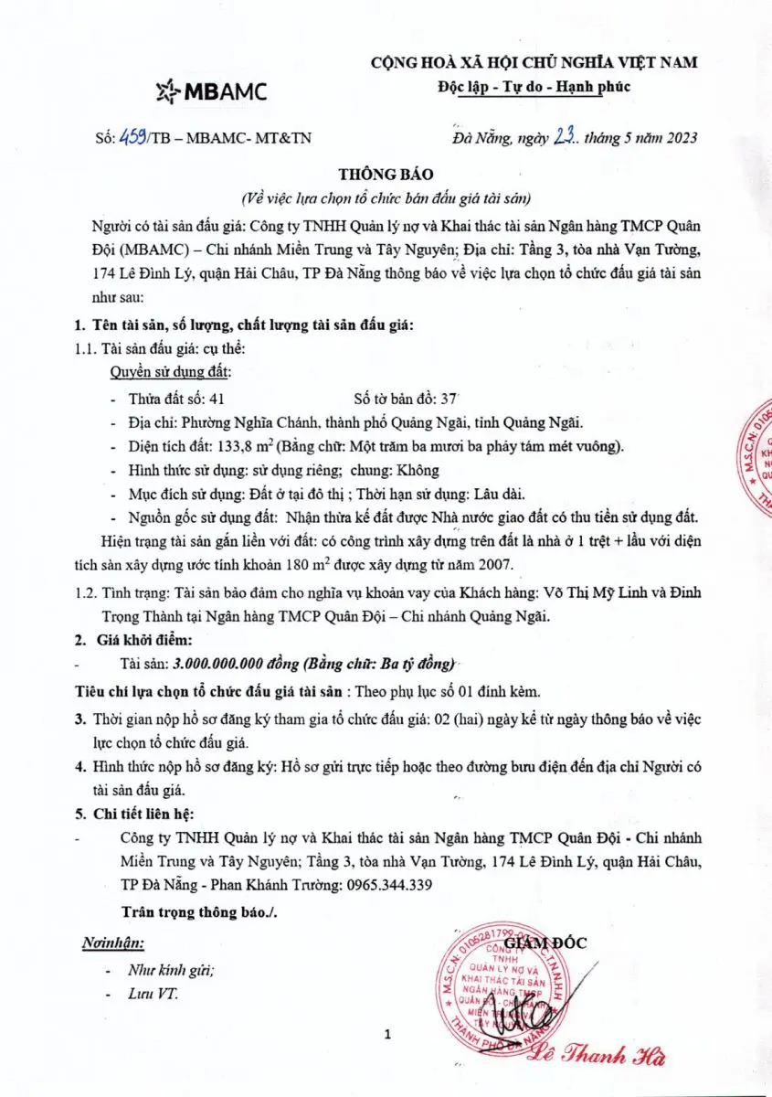 Ảnh chụp văn bản thông báo, trang 1