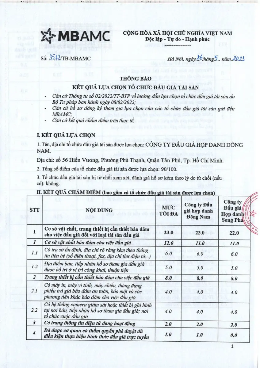 Ảnh chụp văn bản thông báo, trang 1