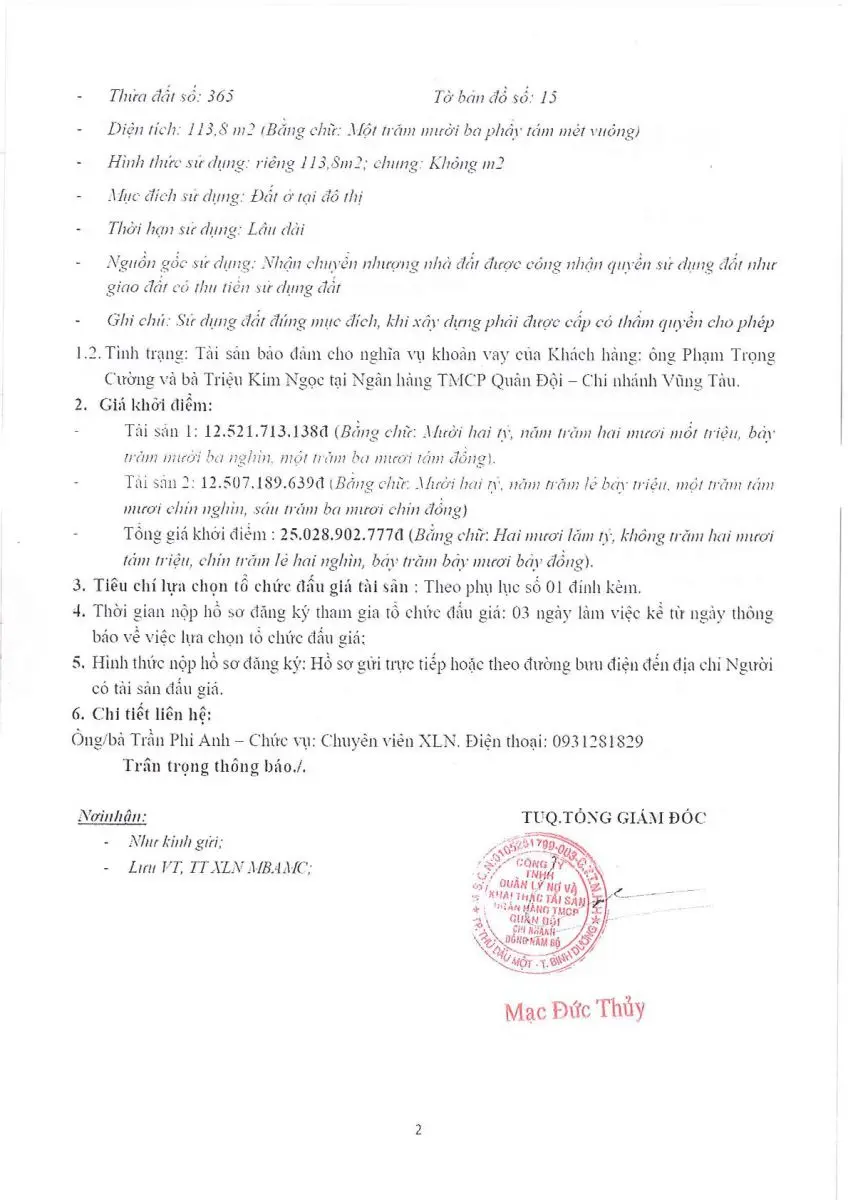 Ảnh chụp văn bản thông báo, trang 2