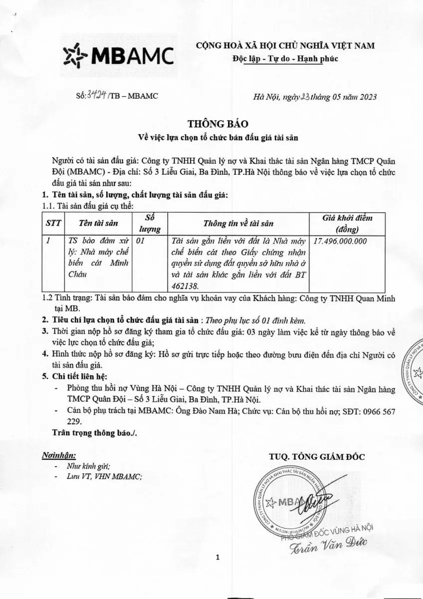 Ảnh chụp văn bản thông báo, trang 1
