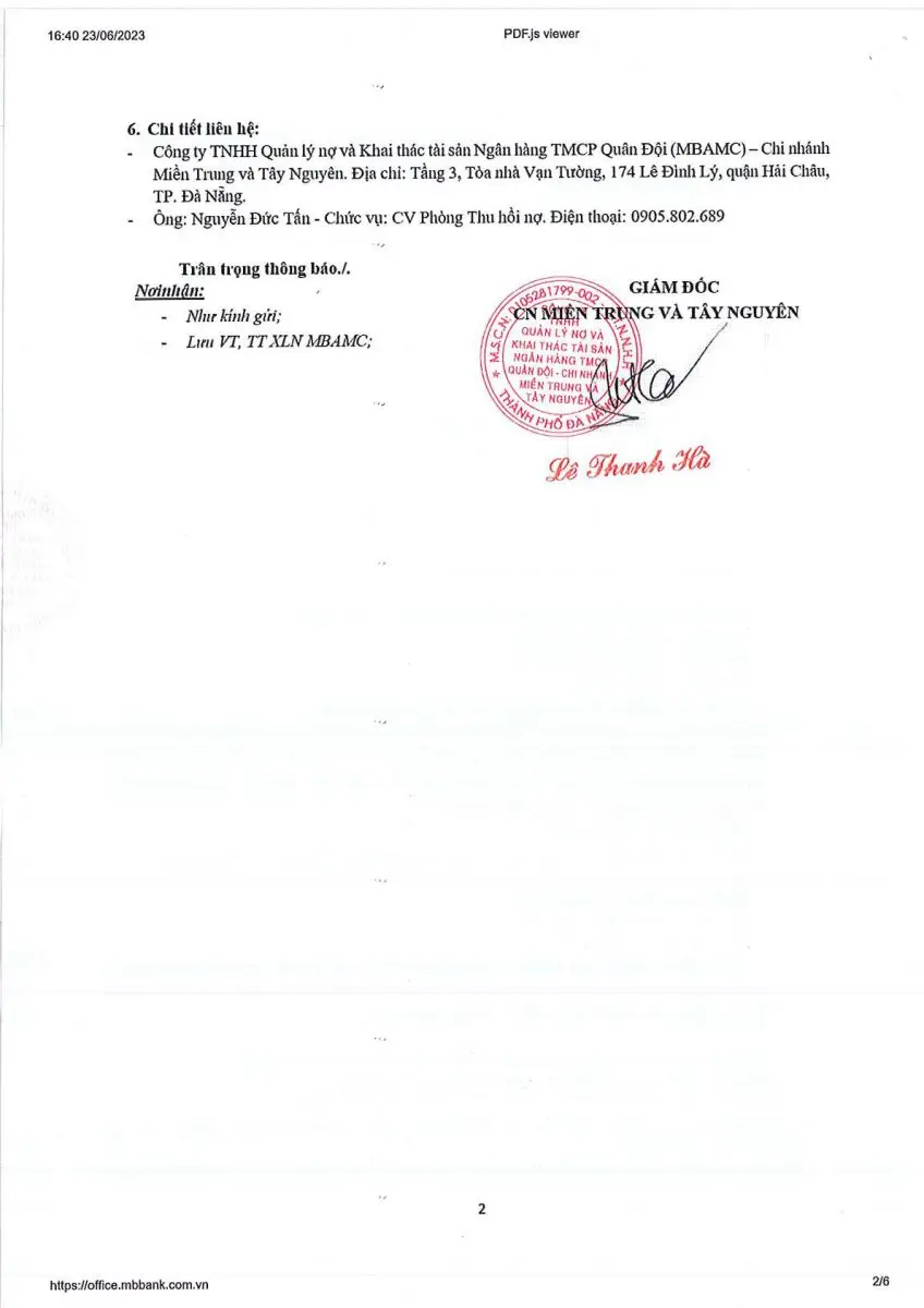 Ảnh chụp văn bản thông báo, trang 2