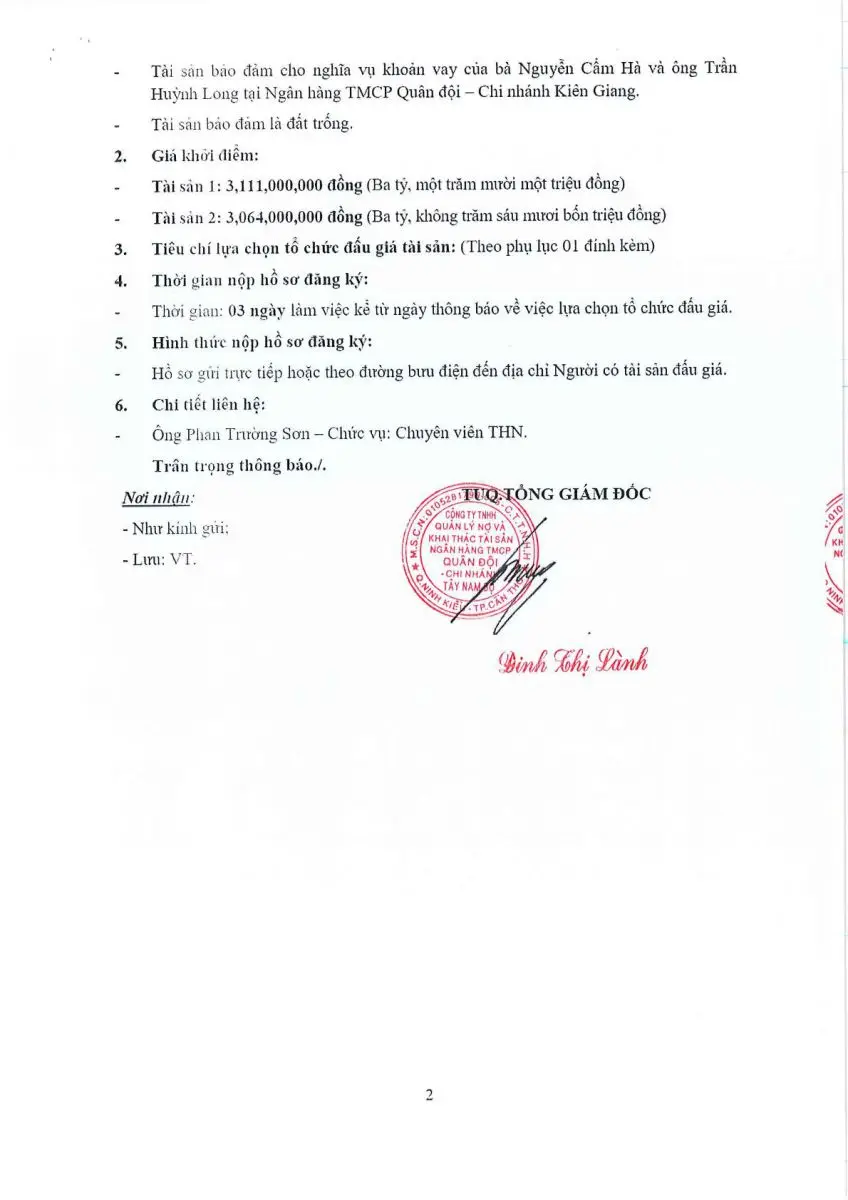 Ảnh chụp văn bản thông báo, trang 2