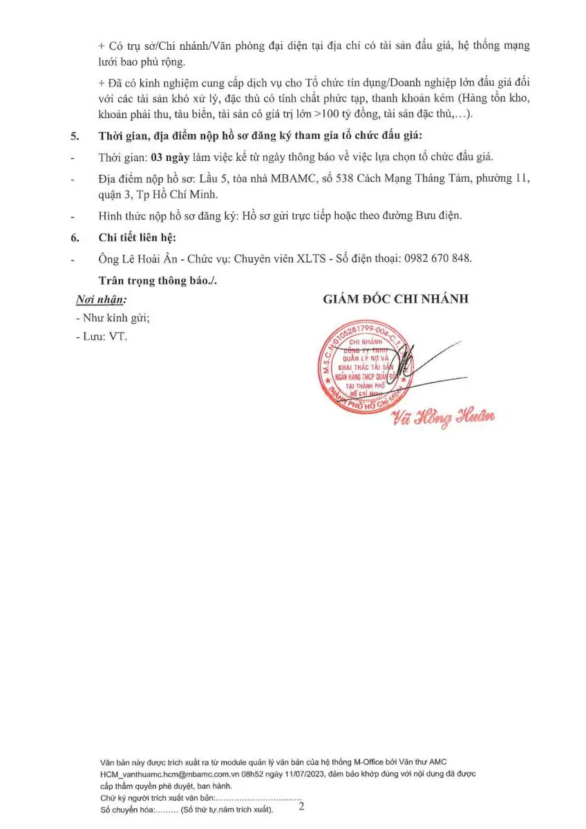 Ảnh chụp văn bản thông báo, trang 2