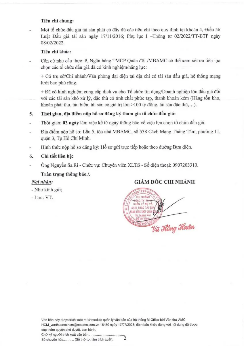 Ảnh chụp văn bản thông báo, trang 2
