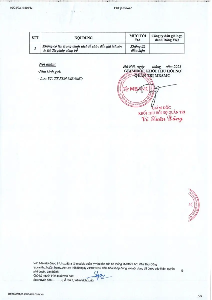 Ảnh chụp văn bản thông báo, trang 5
