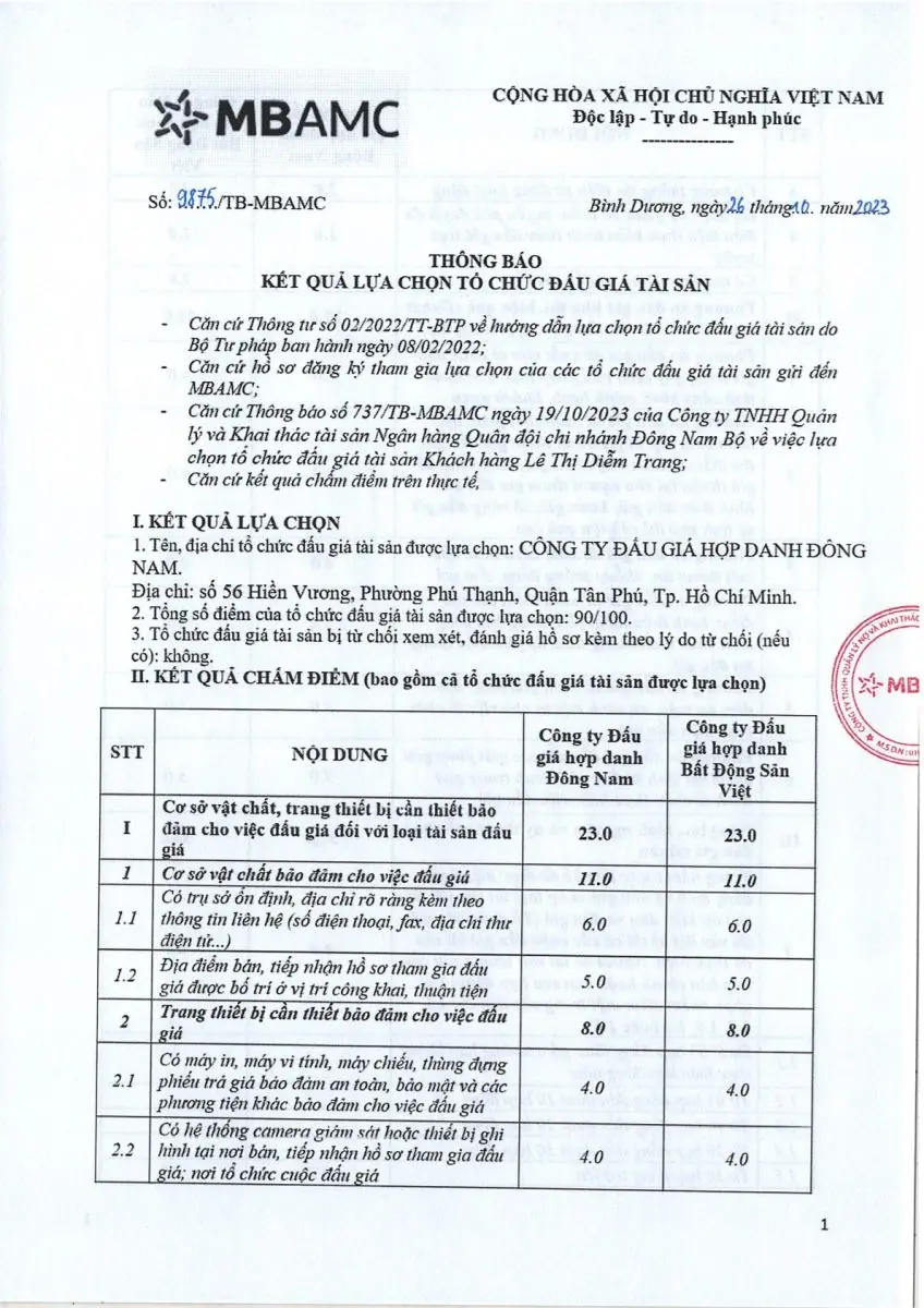 Ảnh chụp văn bản thông báo, trang 1