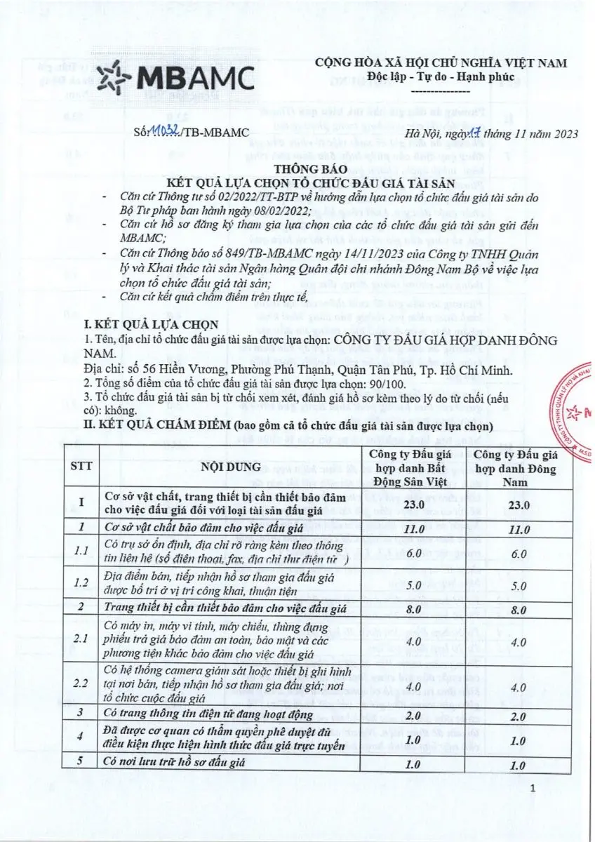 Ảnh chụp văn bản thông báo, trang 1