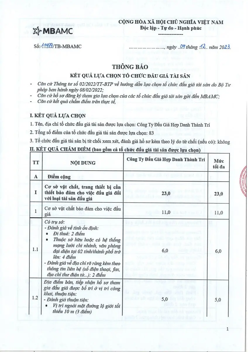 Ảnh chụp văn bản thông báo, trang 1