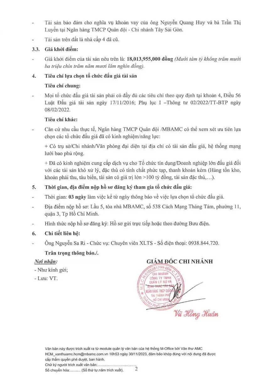 Ảnh chụp văn bản thông báo, trang 2