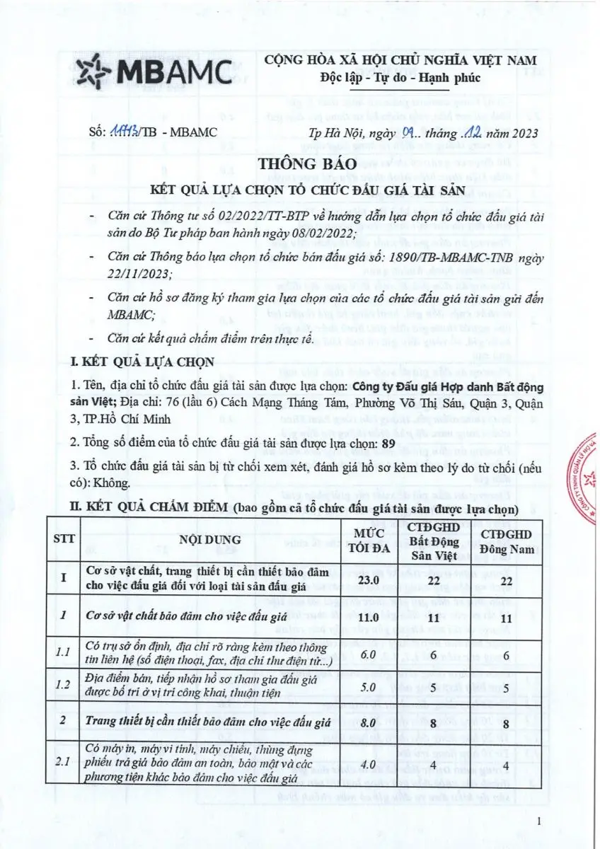 Ảnh chụp văn bản thông báo, trang 1