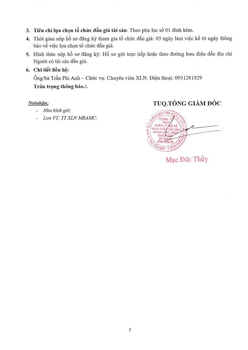 Ảnh chụp văn bản thông báo, trang 2
