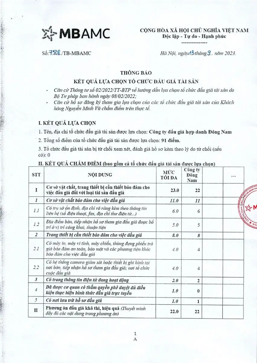 Ảnh chụp văn bản thông báo, trang 1