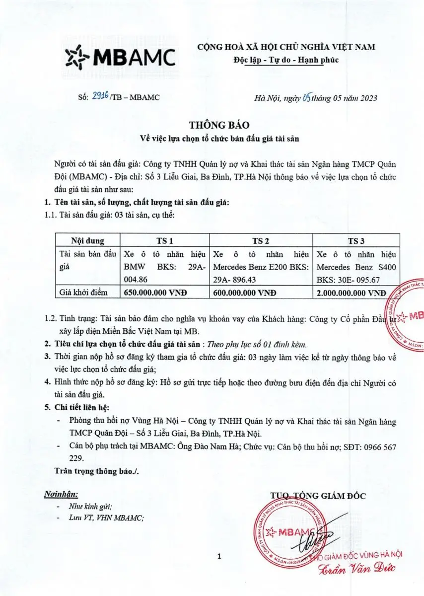 Ảnh chụp văn bản thông báo, trang 1