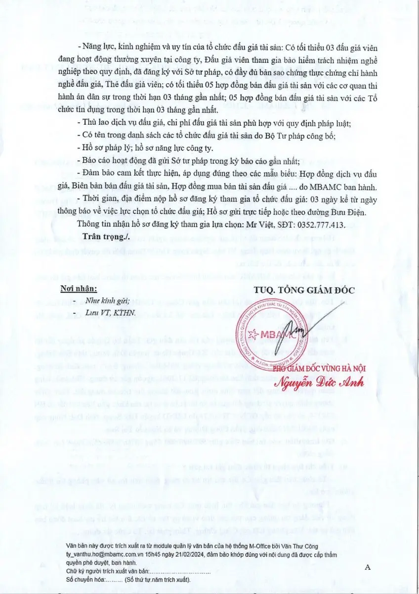 Ảnh chụp văn bản thông báo, trang 2