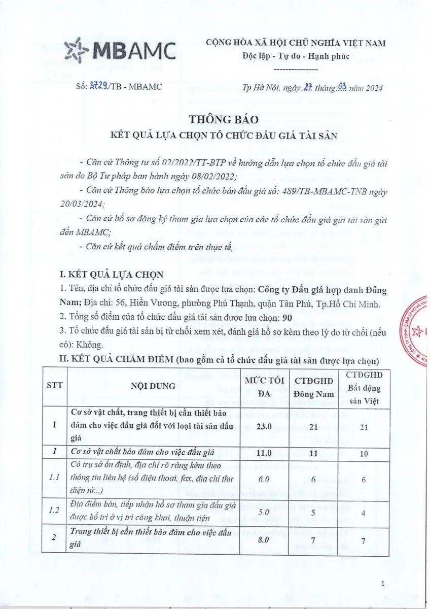 Ảnh chụp văn bản thông báo, trang 1