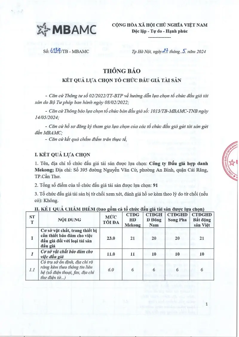 Ảnh chụp văn bản thông báo, trang 1
