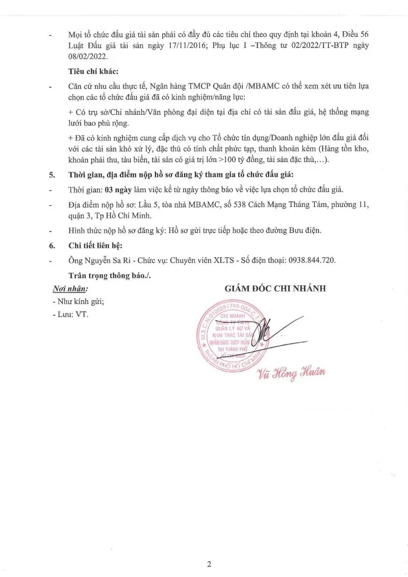 Ảnh chụp văn bản thông báo, trang 2