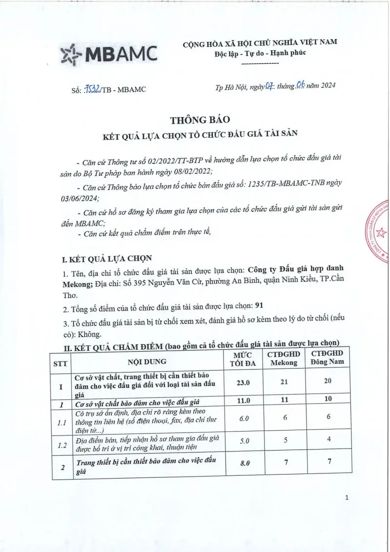 Ảnh chụp văn bản thông báo, trang 1