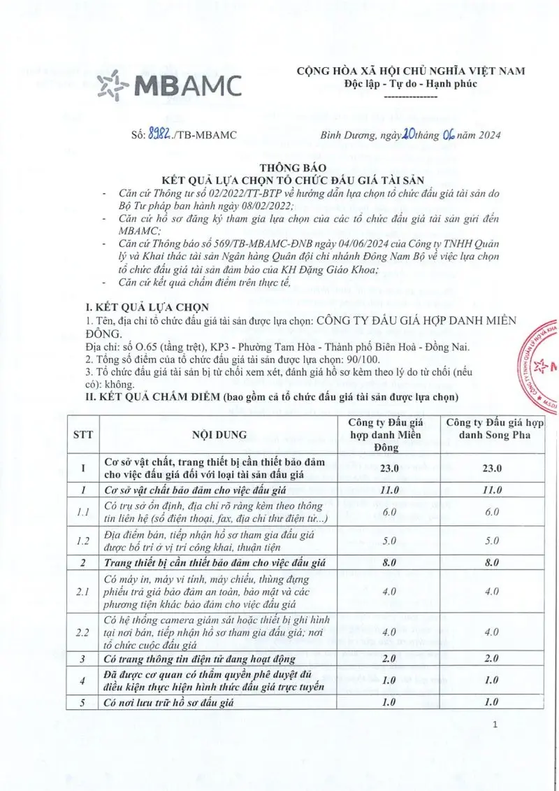 Ảnh chụp văn bản thông báo, trang 1