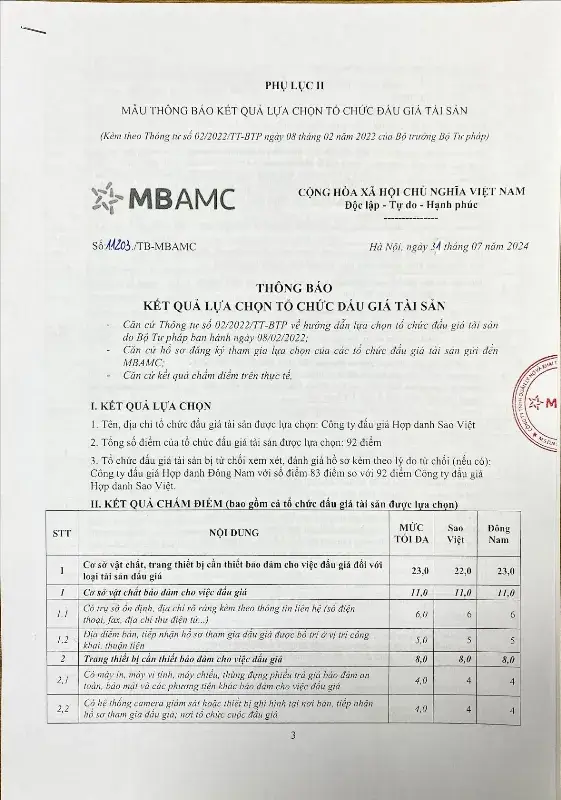 Ảnh chụp văn bản thông báo, trang 1